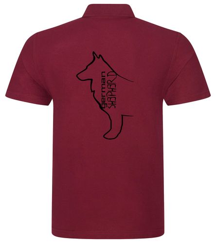 Unisex German Shepherd Polo Shirt Burgundy (Black)