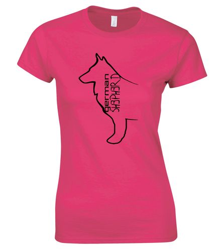 Female German Shepherd T-Shirt Pink (Black)