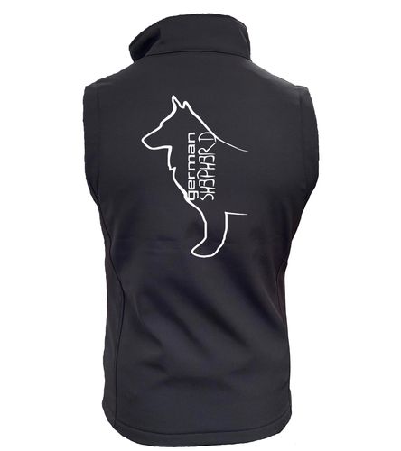 Unisex German Shepherd Softshell Gilet Black-Orange (White)