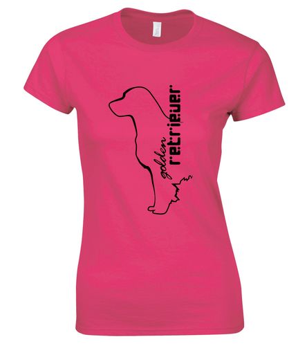 Female Golden Retriever T-Shirt Pink (Black)
