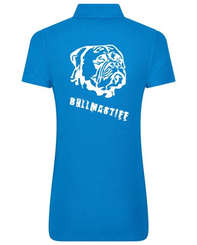 Female Bullmastiff (Head) Polo Shirt Sapphire Blue (White)