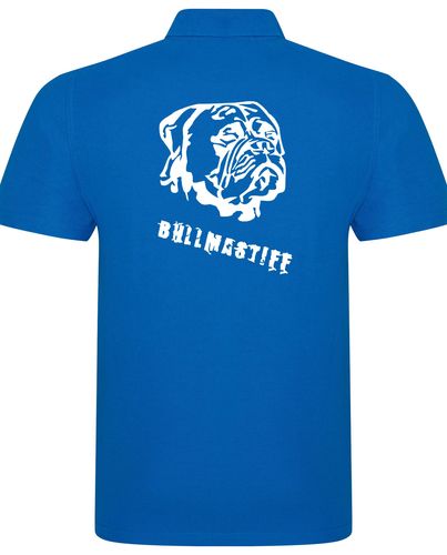 Unisex Bullmastiff (Head) Polo Shirt Sapphire Blue (White)