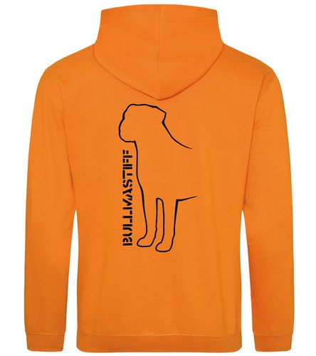 Unisex Bullmastiff (Standing) Pullover Hoodie Orange Crush (Black)