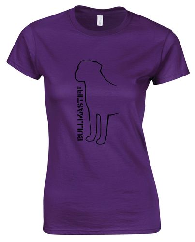 Female Bullmastiff (Standing) T-Shirt Purple (Black)