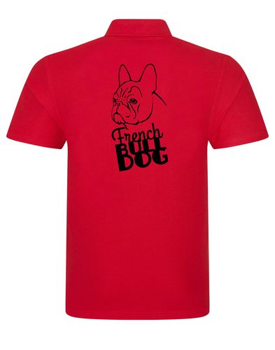 Unisex French Bulldog (Head) Polo Shirt Red (Black)