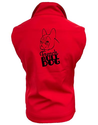 Unisex French Bulldog (Head) Softshell Gilet Red (Black)