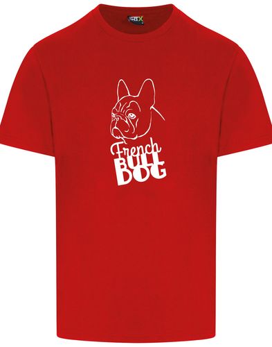 Unisex French Bulldog (Head) T-Shirt Red (White)