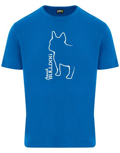 Unisex French Bulldog (Outline) T-Shirt Sapphire Blue (White)
