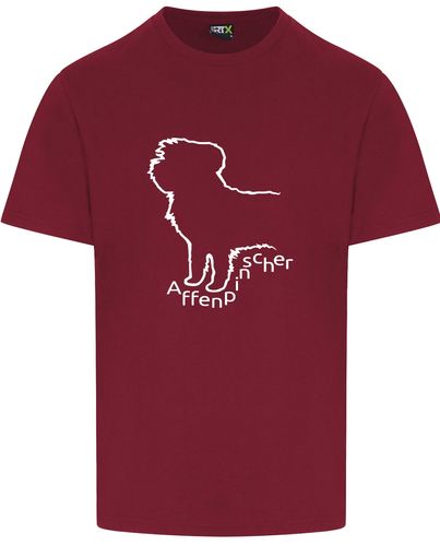 Unisex Affenpinscher Roundneck T-Shirt Burgundy (White)