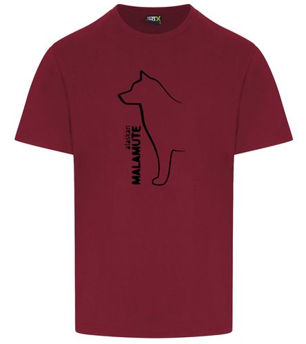 Unisex Alaskan Malamute Roundneck T-Shirt Burgundy (Black)
