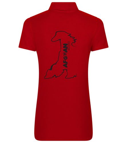 Female Afghan Hound Polo Shirt Red (Black)