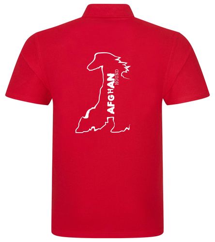 Unisex Afghan Hound Polo Shirt Red (White)