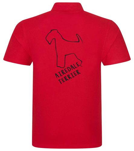 Unisex Airedale Terrier Polo Shirt Red (Black)