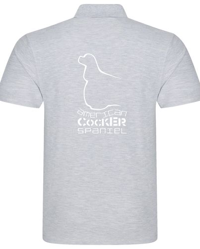 Unisex American Cocker Spaniel Polo Shirt Heather Grey (White)