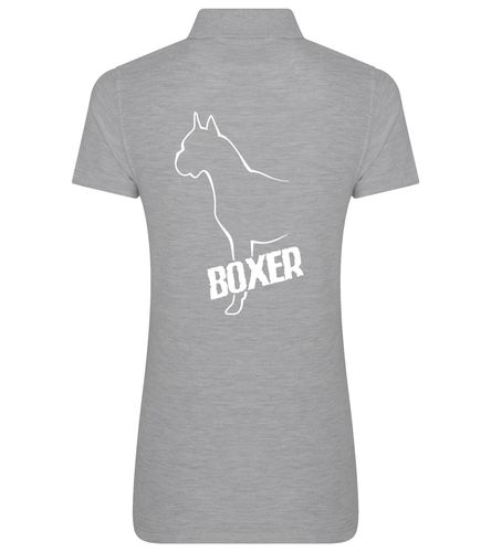 Female Boxer Ear Up Polo Shirt Heather Grey (White)