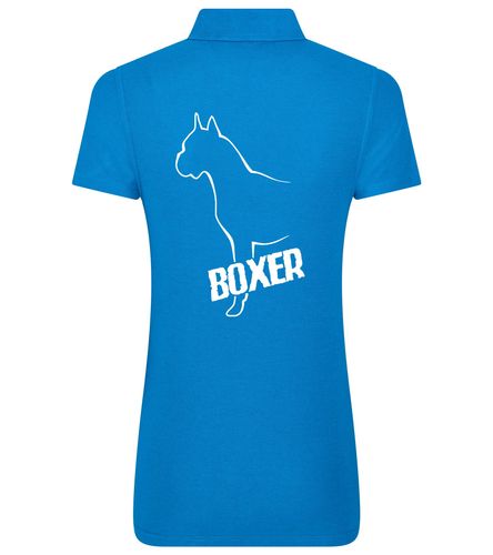 Female Boxer Ear Up Polo Shirt Sapphire Blue (White)