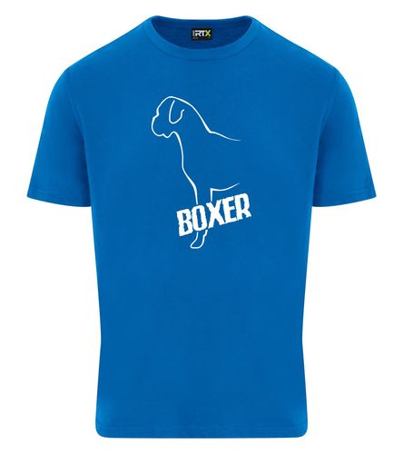 Unisex Boxer Ear Drop Roundneck T-Shirt Sapphire Blue (White)