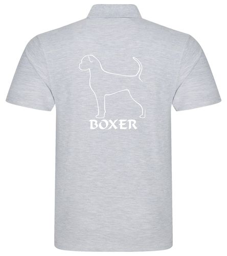 Unisex Boxer Ear Drop (2) Polo Shirt Heather Grey (White)