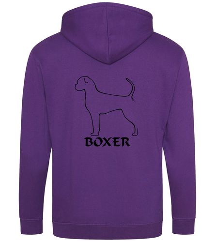 Unisex Boxer Ear Drop (2) Zipped Hoodie Purple (Black)