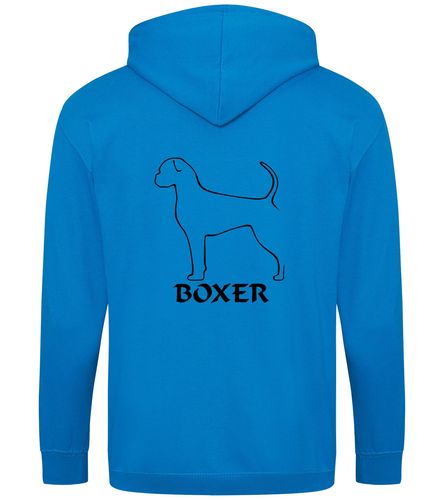 Unisex Boxer Ear Drop (2) Zipped Hoodie Sapphire Blue (Black)