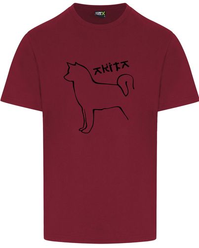 Unisex Akita Roundneck T-Shirt Burgundy (Black)