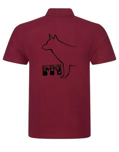 Unisex Australian Cattle Dog Polo Shirt Burgundy (Black)