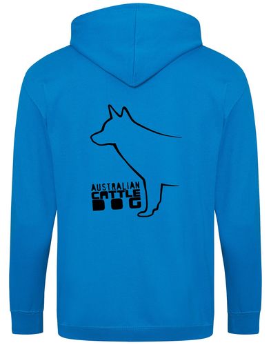 Unisex Australian Cattle Dog Zipped Hoodie Sapphire Blue (Black)