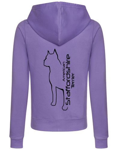 Female American Staffordshire Terrier Zipped Hoodie Lavender (Black)