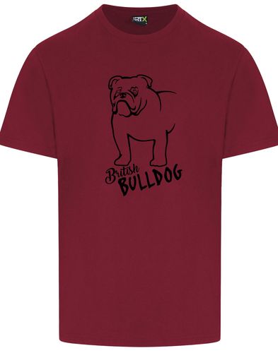 Unisex British Bulldog Roundneck T-Shirt Burgundy (Black)