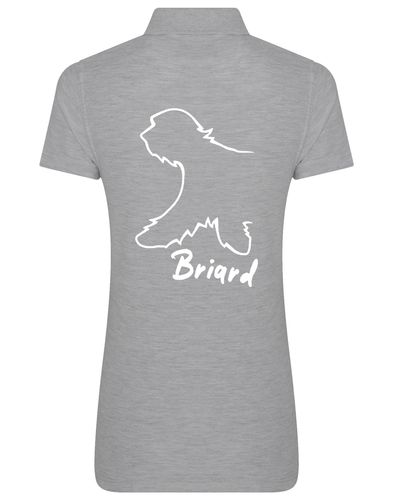 Female Briard Polo Shirt Heather Grey (White)