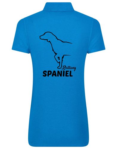 Female Brittany Spaniel Polo Shirt Sapphire Blue (Black)