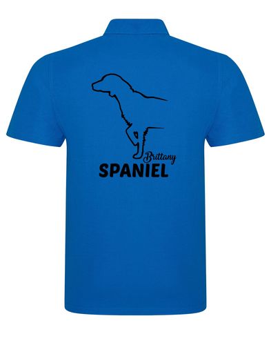 Unisex Brittany Spaniel Polo Shirt Sapphire Blue (Black)