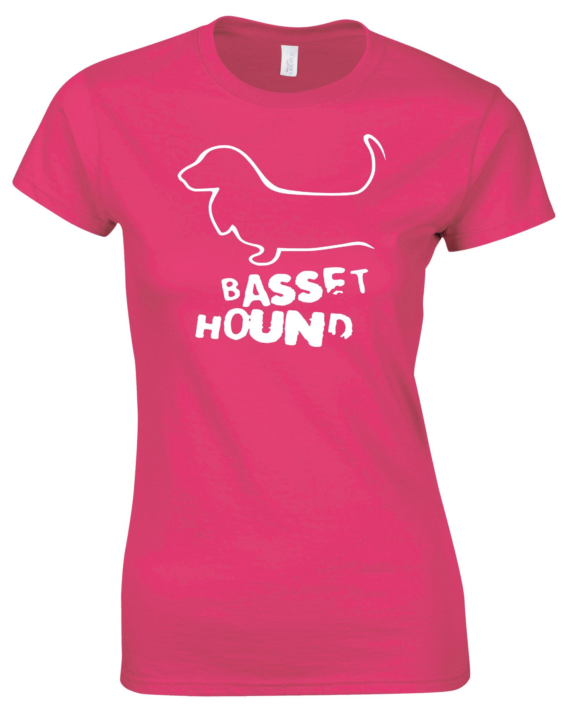 Female Roundneck T-shirt with Basset Hound Dog Breed Design – Style for Every Dog Lover