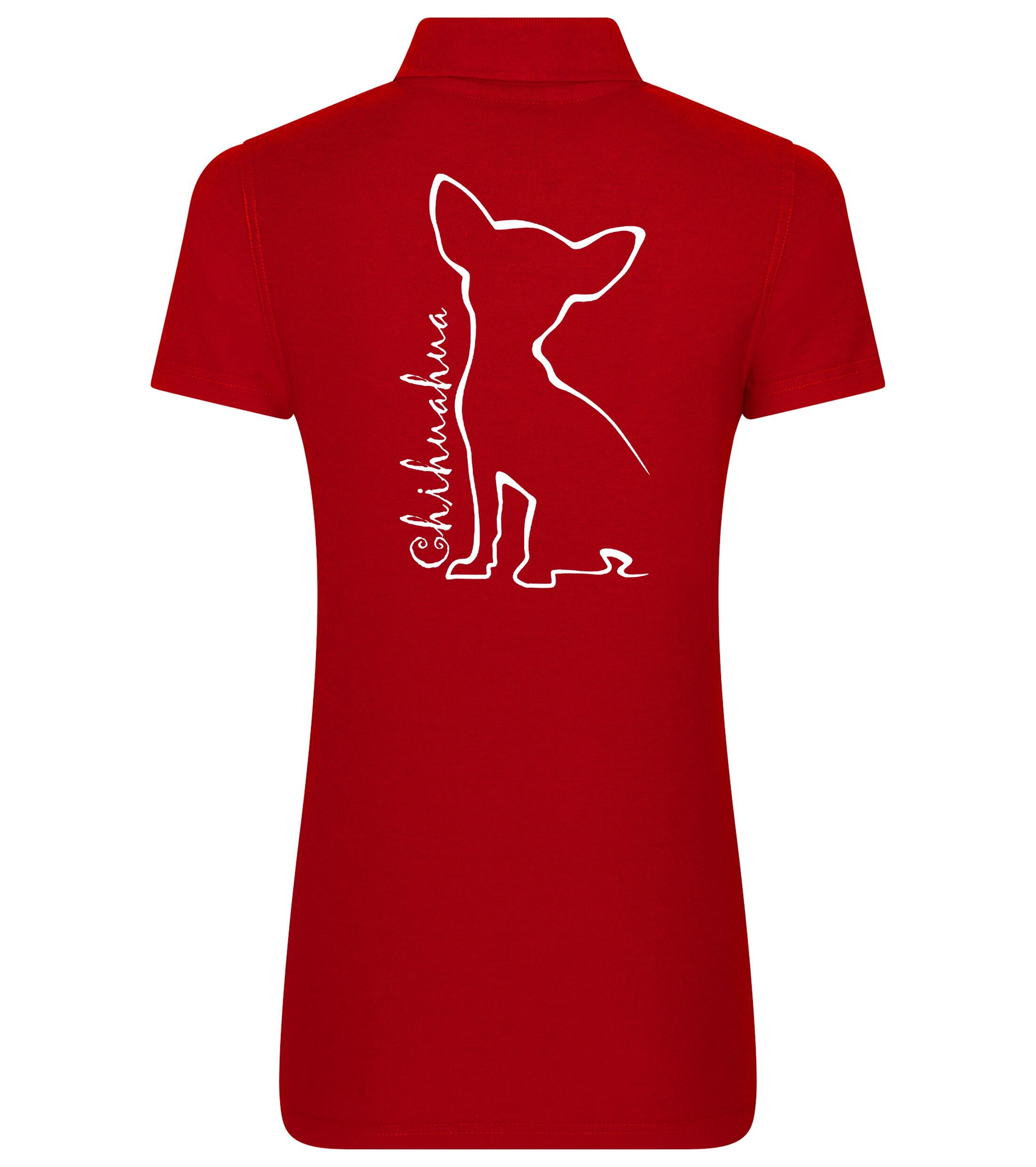 Women’s Cotton Polo with Chihuahua Outline Design – Perfect for Every Chihuahua Lover
