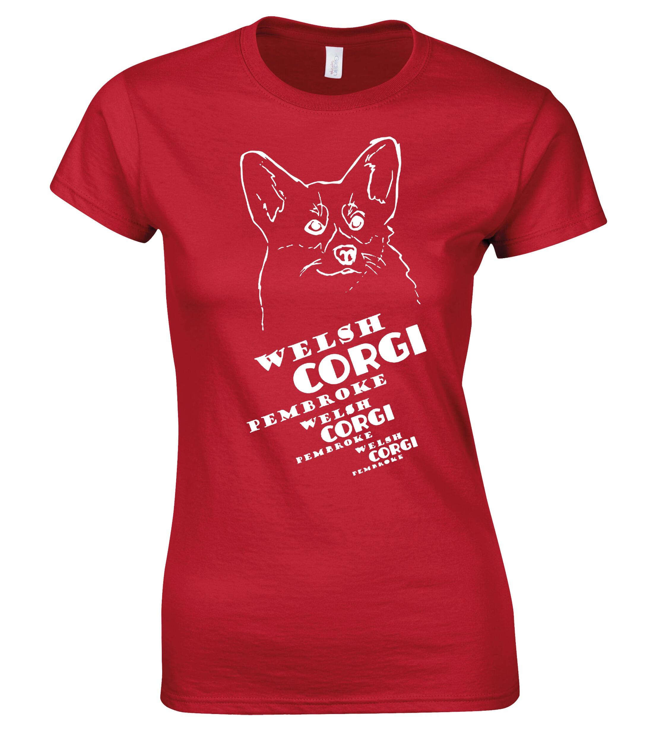 Female Roundneck T-shirt with Corgi Pembroke (Face) Dog Breed Design – An Essential for Corgi Enthusiasts