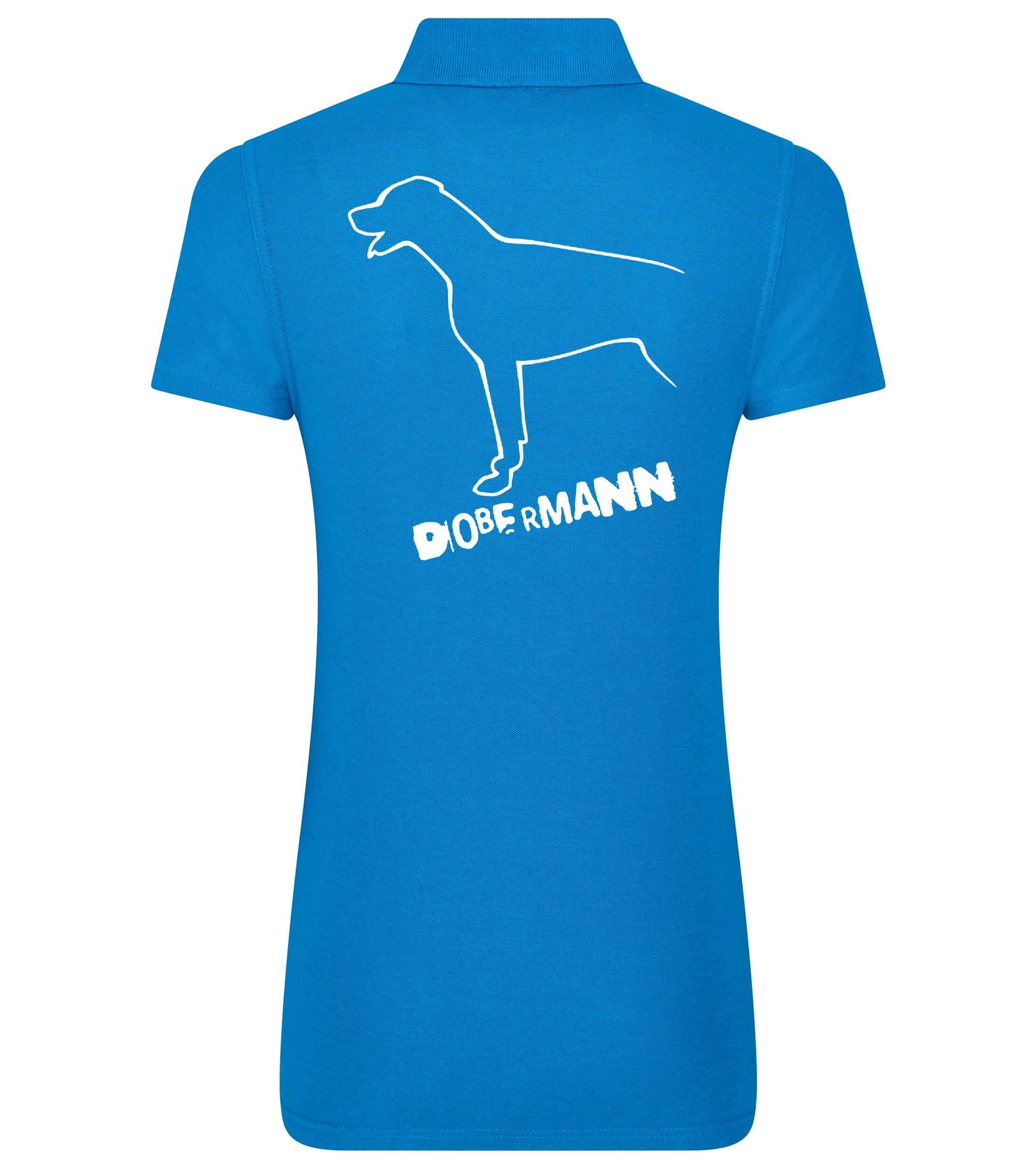 Dobermann (Outline) Women’s Cotton Polo – Timeless Elegance for Dobermann Enthusiasts