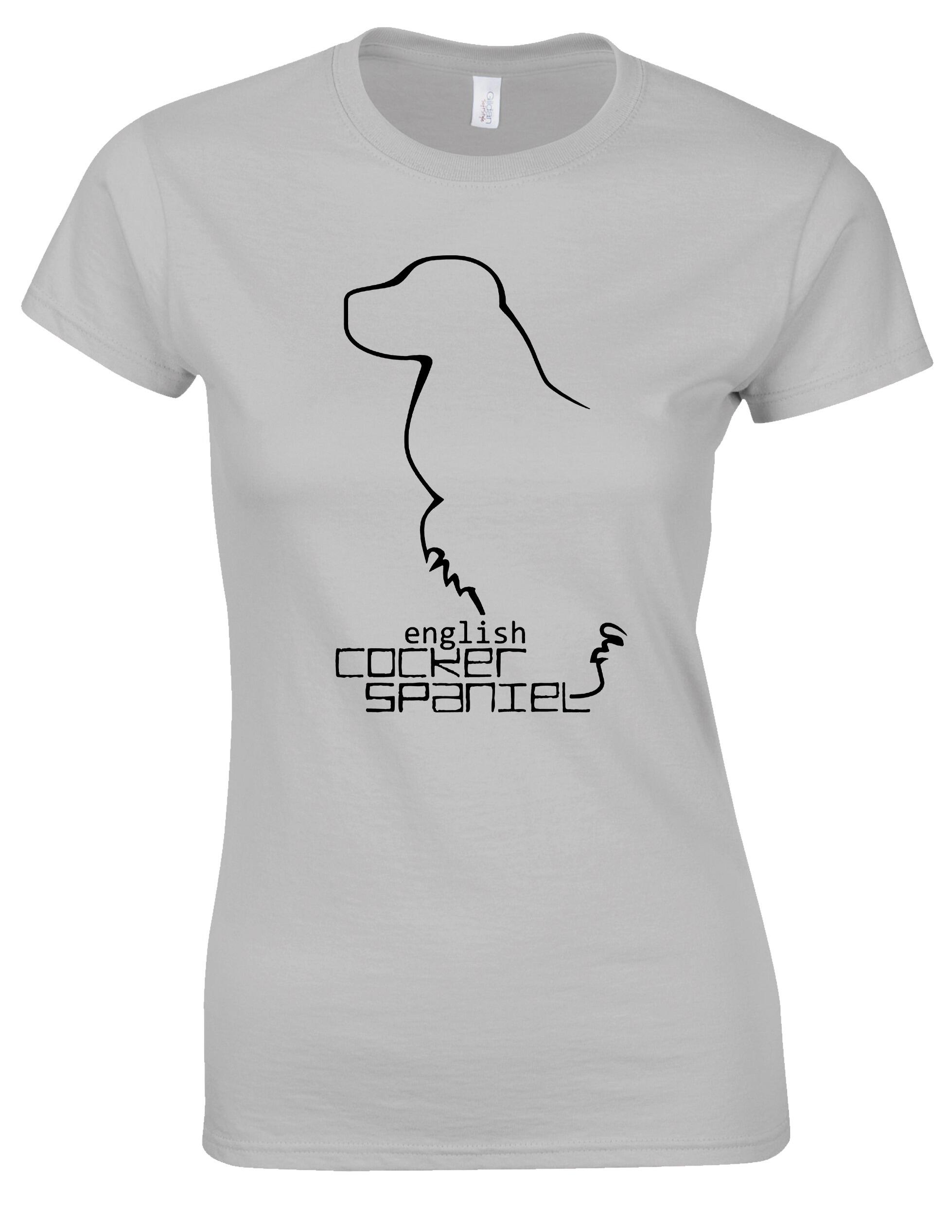 Female Roundneck T-shirt with English Cocker Spaniel Design – Elegant Style for Every Spaniel Lover