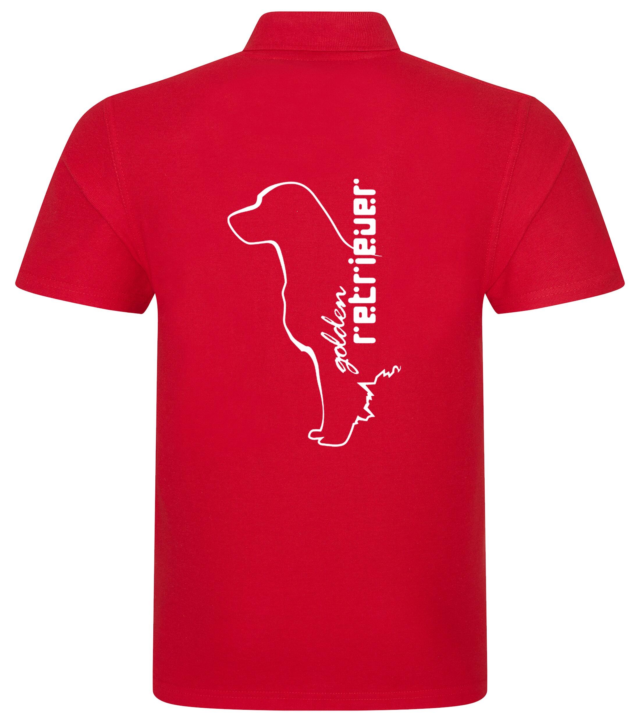 Unisex Cotton Polo with a detailed Golden Retriever graphic, crafted from breathable cotton fabric for lightweight comfort, featuring a classic polo collar and relaxed fit for versatile style.