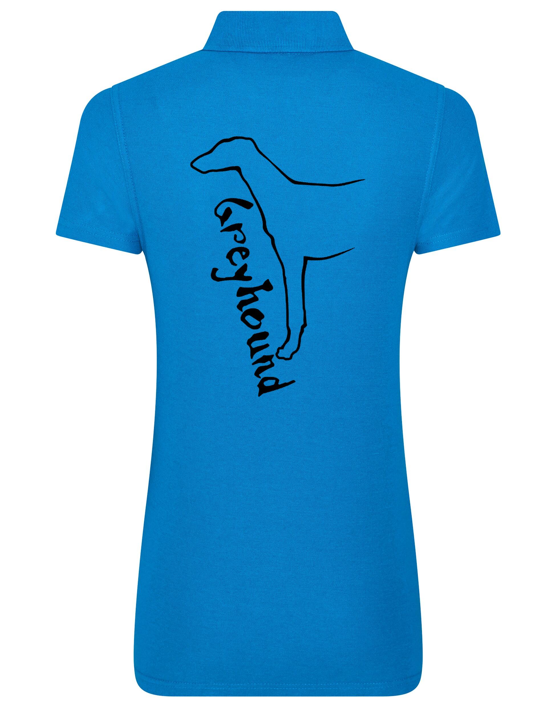 Women’s cotton polo with exclusive Greyhound design, featuring breathable fabric, feminine fit, and stylish elegance for dog lovers.