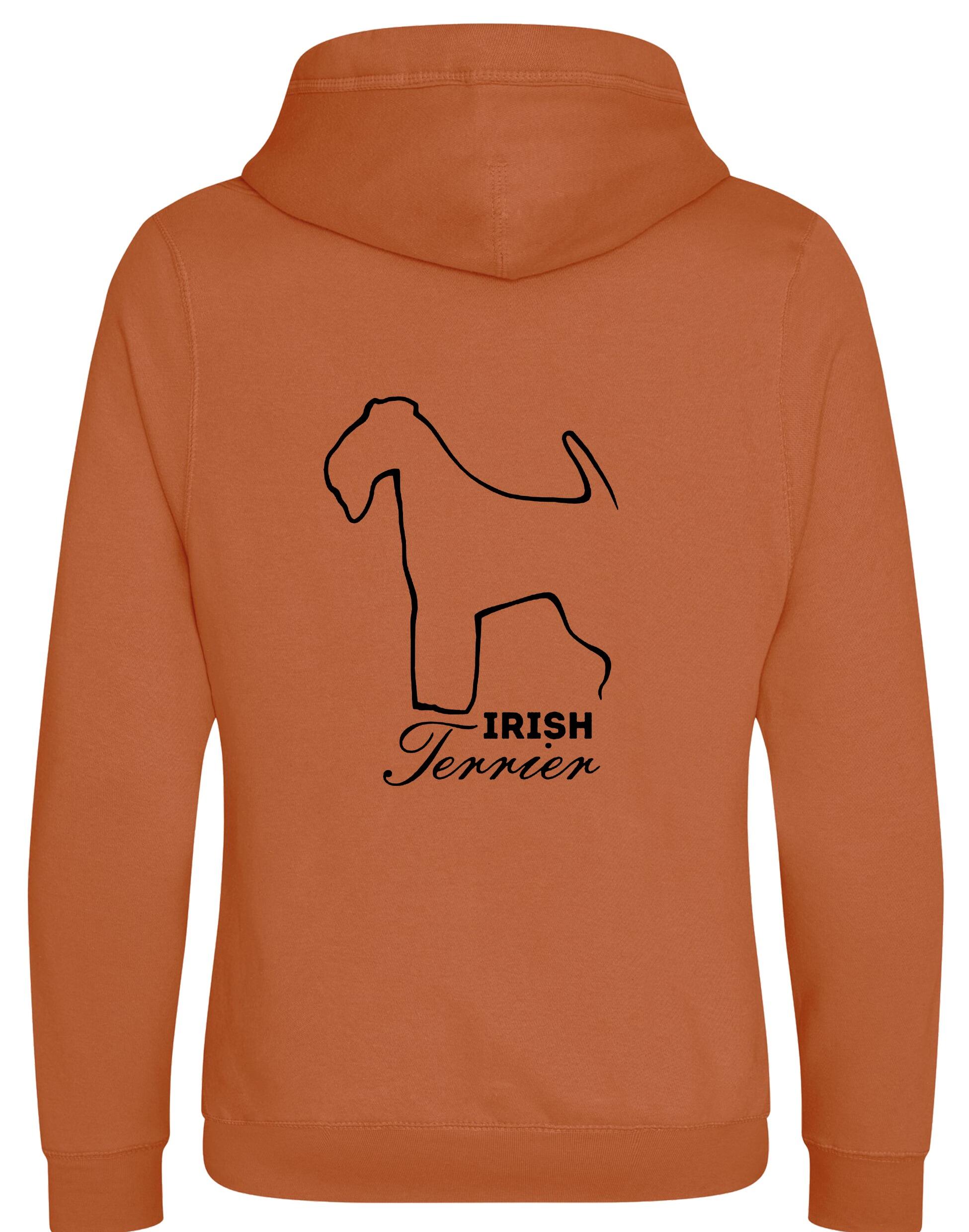 Irish Terrier Crossneck Pullover Hoodie with exclusive breed artwork, modern crossneck design, and practical kangaroo pocket.