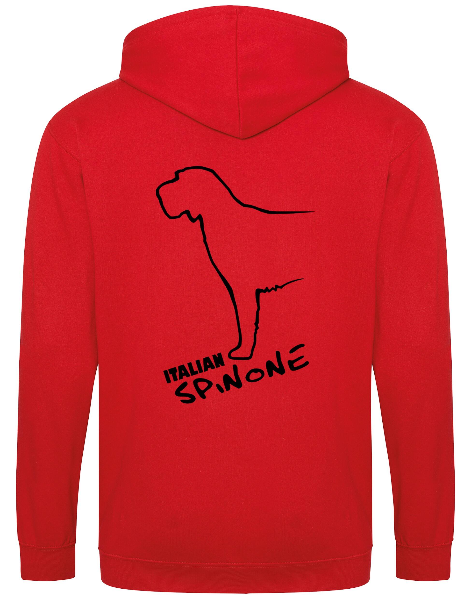 Italian Spinone zipped hoodie featuring exclusive breed artwork, personalization options, and practical details like a full-zip closure and cozy pockets.