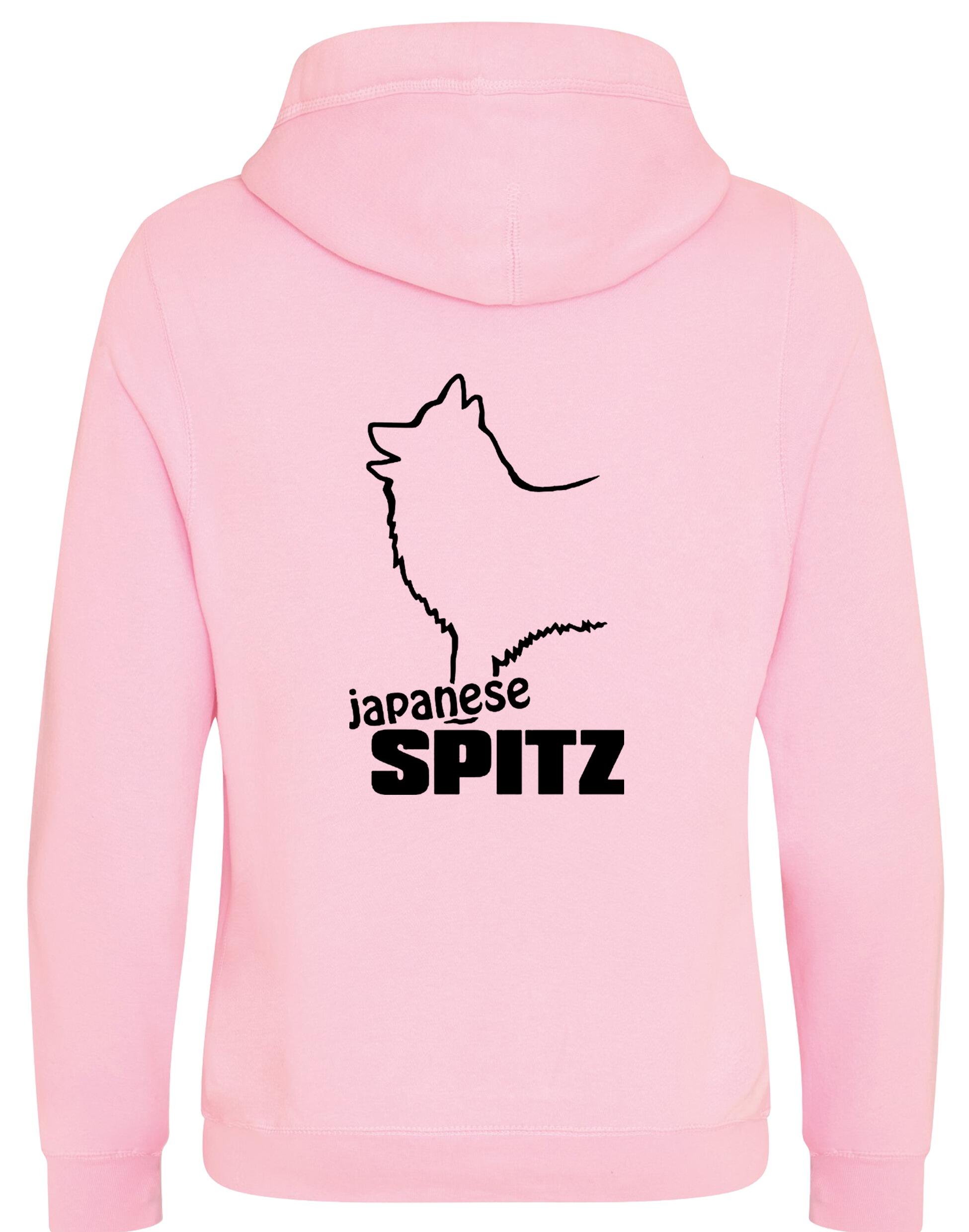Unisex crossneck hoodie featuring exclusive Japanese Spitz artwork, designed for breed enthusiasts.