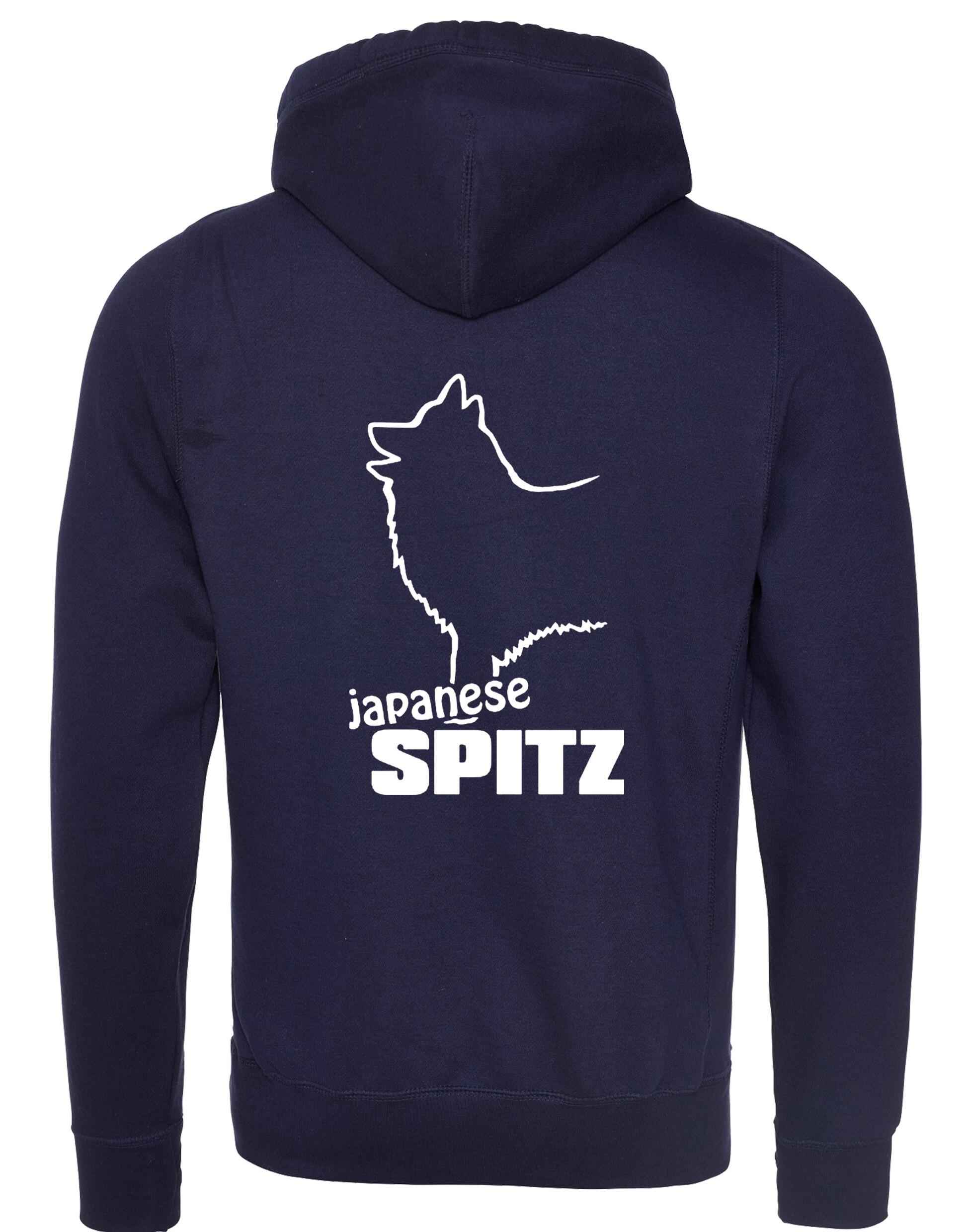 Unisex crossneck hoodie featuring exclusive Japanese Spitz artwork, designed for breed enthusiasts.
