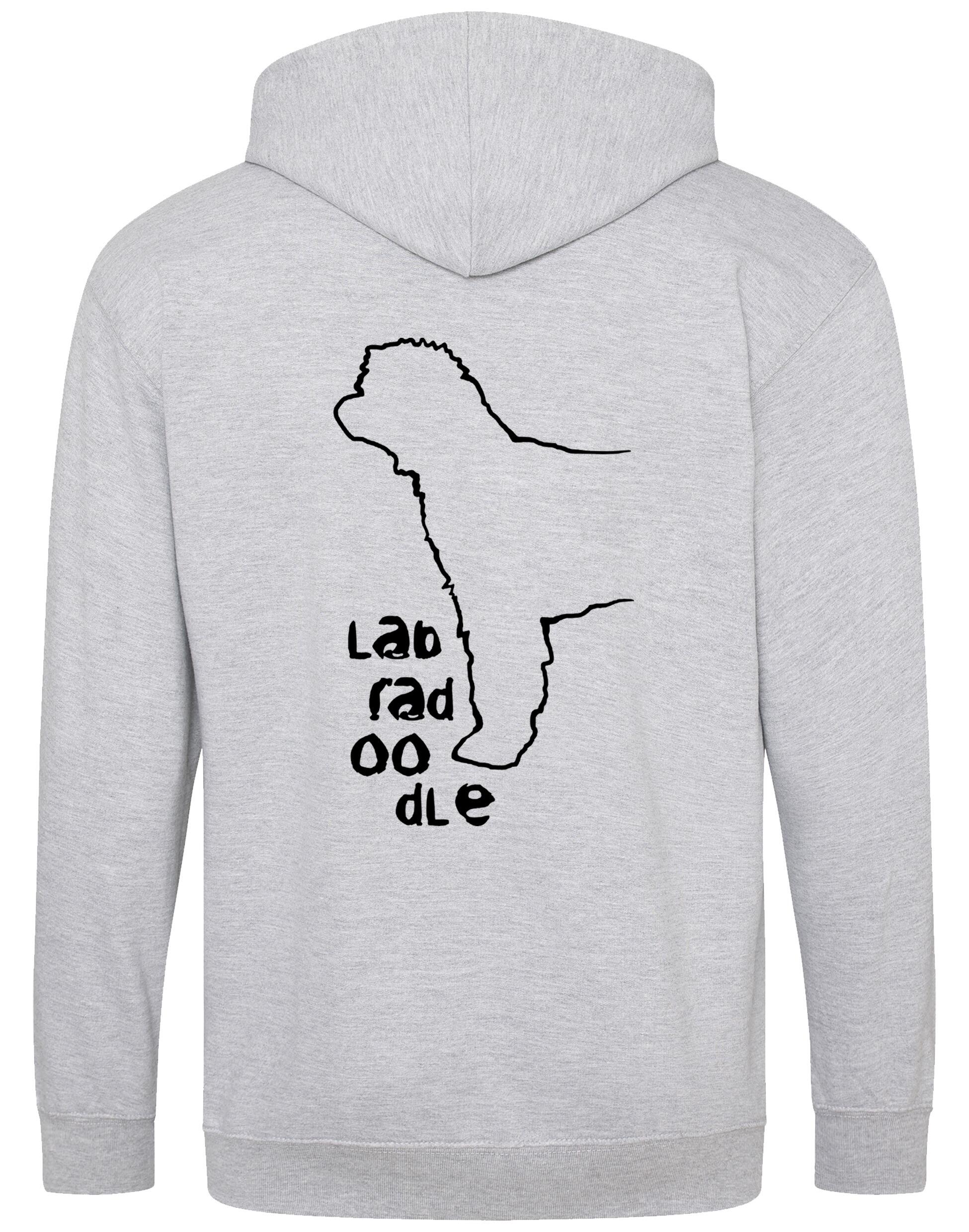 Labradoodle Zipped Hoodie with exclusive breed artwork, personalization options, and practical features for comfort and style.
