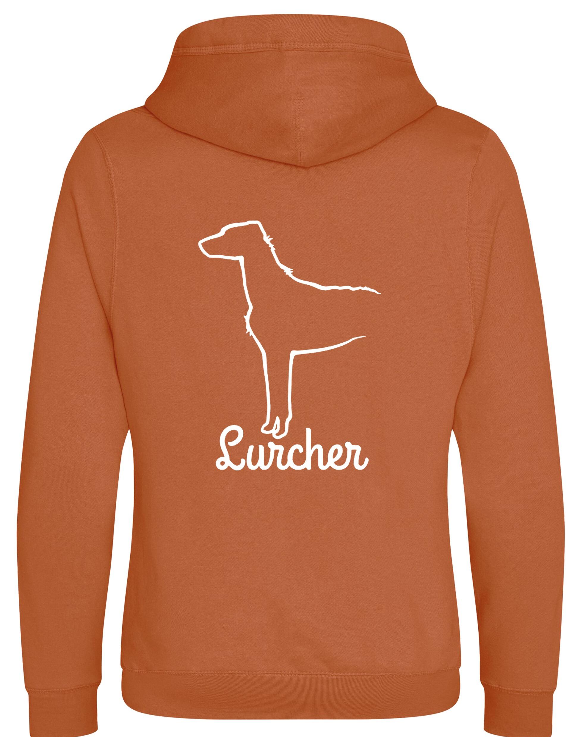 Lurcher Crossneck Pullover Hoodie featuring exclusive breed artwork and cosy fleece lining.