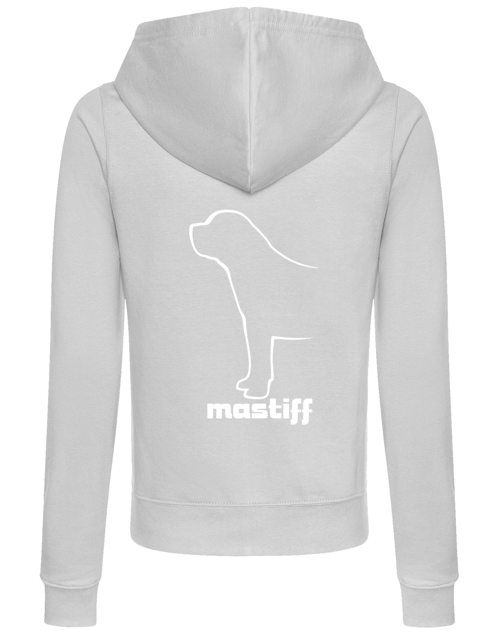 Mastiff Women's Zipped Hoodie with exclusive breed artwork, soft breathable fabric, and practical features for dog lovers.