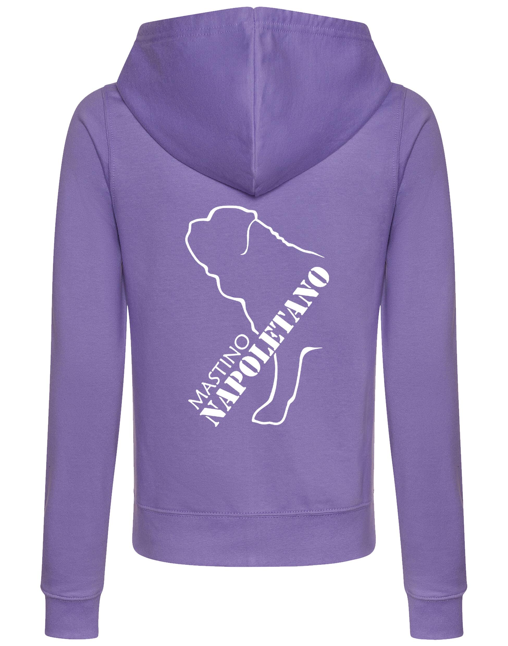 Mastino Napoletano Women’s Zipped Hoodie with exclusive breed artwork, breathable fabric, full-zip closure, and practical features for stylish comfort.
