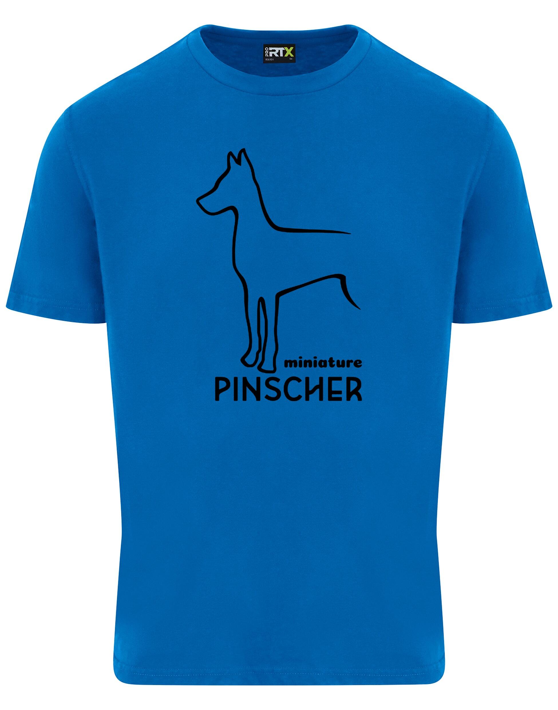Miniature Pinscher Unisex Roundneck T-shirt with exclusive breed design, soft breathable cotton, and a relaxed fit for all-day comfort.