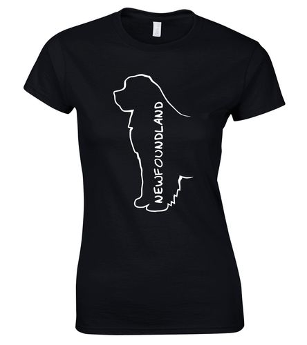 Female Roundneck T-shirt with exclusive Newfoundland breed design, made from soft premium cotton for breathable, all-day comfort, tailored for a flattering fit perfect for dog lovers and casual outings.