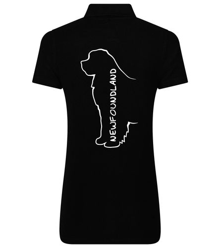 Women's Cotton Polo featuring exclusive Newfoundland dog breed design on the back, crafted from breathable, soft premium cotton with a flattering feminine fit, perfect for casual outings, dog events, and everyday comfort.
